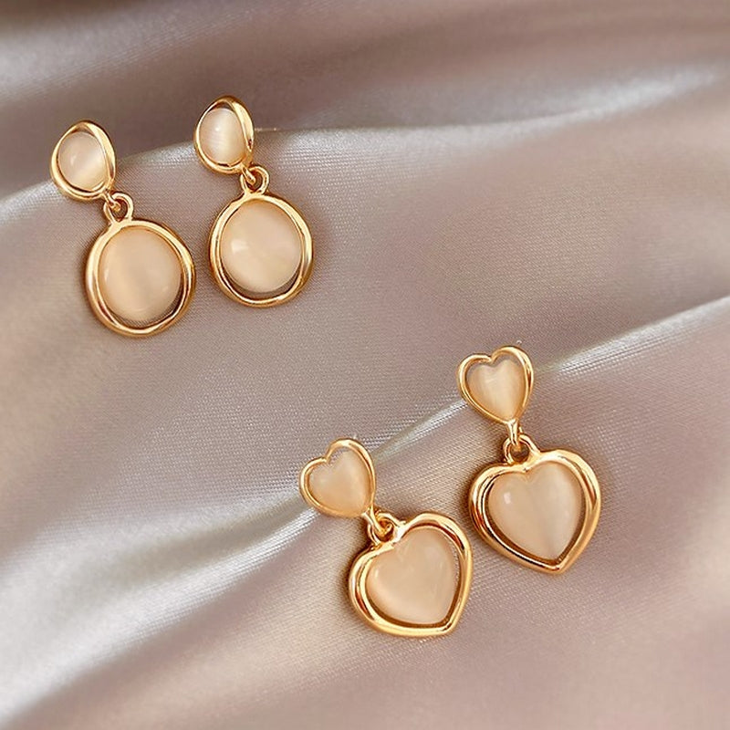 Heart & circle gold pierce earring/M-85