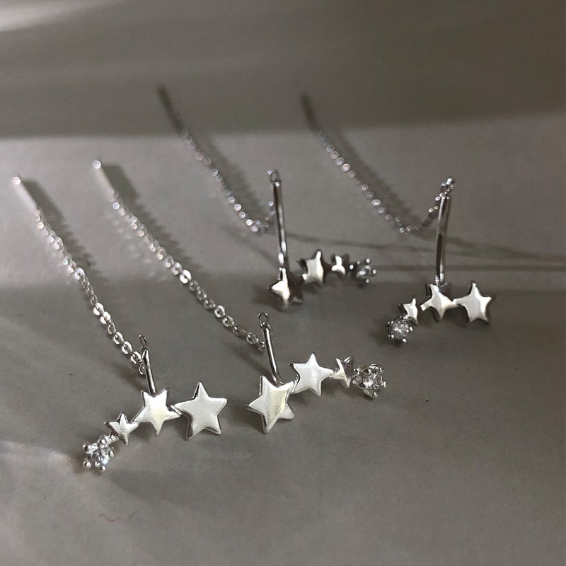 Silver zircon star pierce/M-167