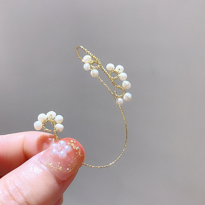 Pearl flower ear fook clip/M-198