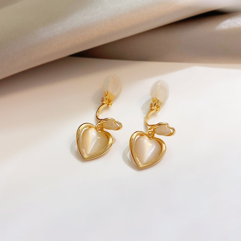 Heart & circle gold pierce earring/M-85