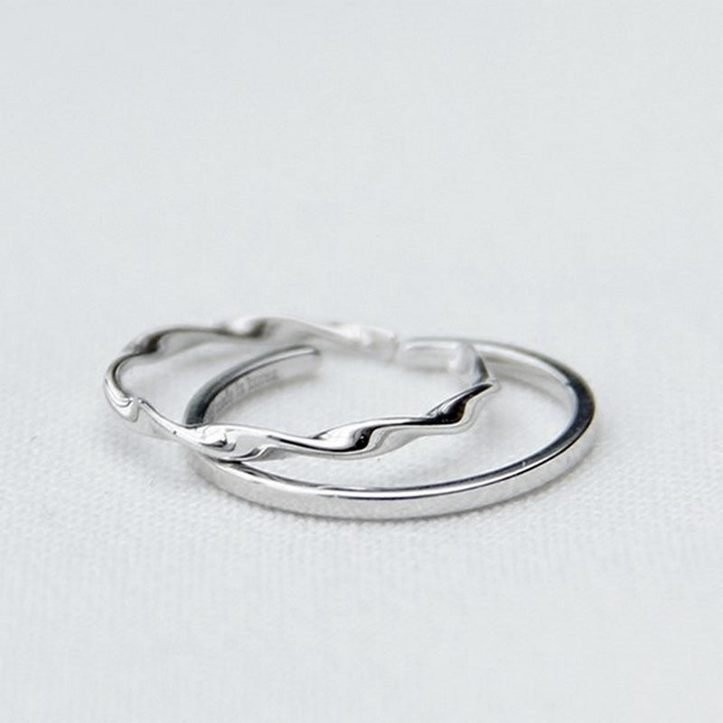Double geometry silver ring/M-140